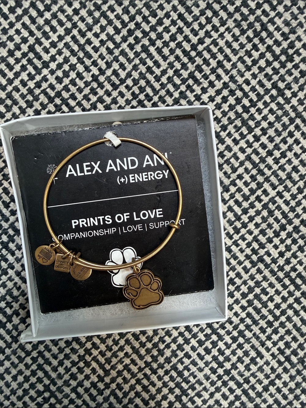 Alex and Ani Gold Prints of Love Paw Charm Bangle